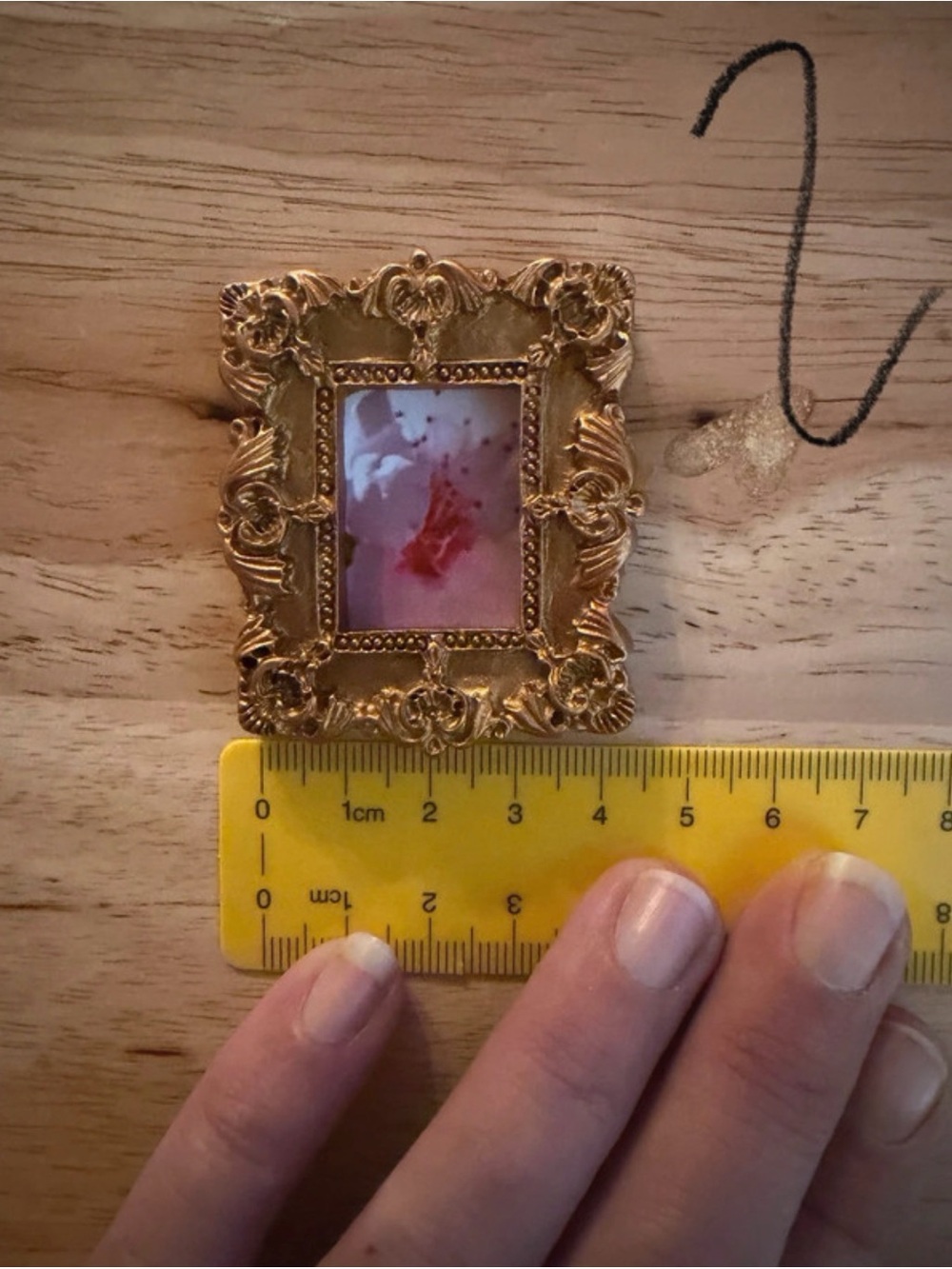 Ornate Gold Mini Wall Frame with Pink Accent Art